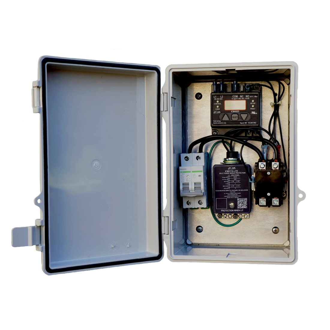 Sentry3N1 combination protection and disconnect enclosure, original ICM Controls product photograph